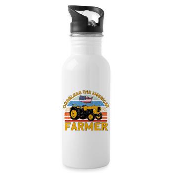Tractor Cattle Breeder Farmer Gift - Water bottle with straw - white - Right