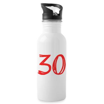 30 ANS. 30e ANNIVERSAIRE. ANNIVERSAIRE 30 ANS. 30 - Gourde avec paille intégrée - blanc - Droite