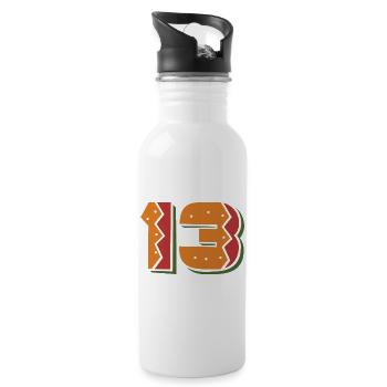 Burger Number 13 - 13 Years Old 13th Birthday Gift - Water bottle with straw - white - Right