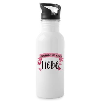 Eisklettern Klettern Eispickel Winter Eis Geschenk - Trinkflasche mit integriertem Trinkhalm - Weiß - Rechts