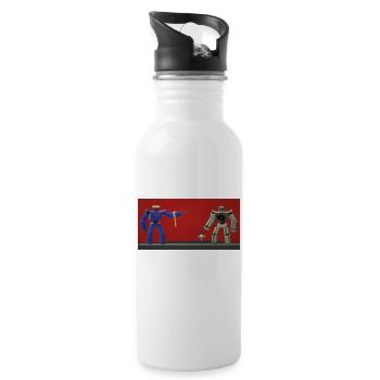 Silver and blue robots - Water bottle with straw - white - Right
