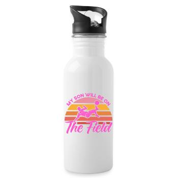 Sportfan Fußball Mama Fußball Geschenk - Trinkflasche mit integriertem Trinkhalm - Weiß - Rechts