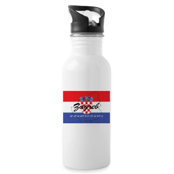 Zagreb - Hauptstadt mit GPS & Flagge - Trinkflasche mit integriertem Trinkhalm - Weiß - Rechts