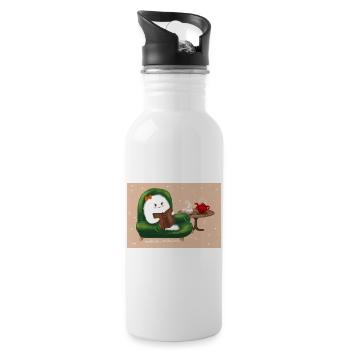 Chill your mind - Water bottle with straw - white - Right