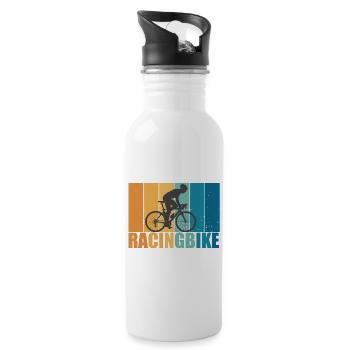 Road Bike Vintage Retro Cycling Bike Gift - Water bottle with straw - white - Right