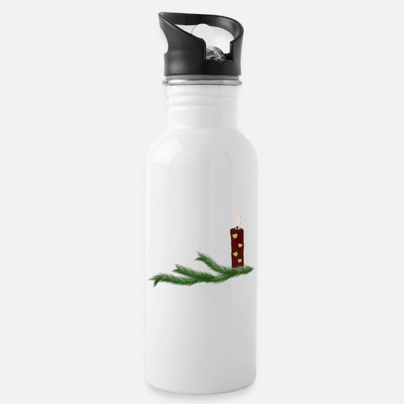 Bougie de Noël festive aux branches de sapin - Gourde avec paille intégrée - blanc