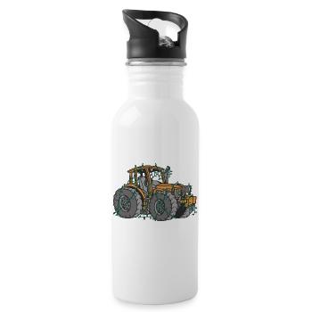 Tractor String Lights Farmer Christmas Gift - Water bottle with straw - white - Right