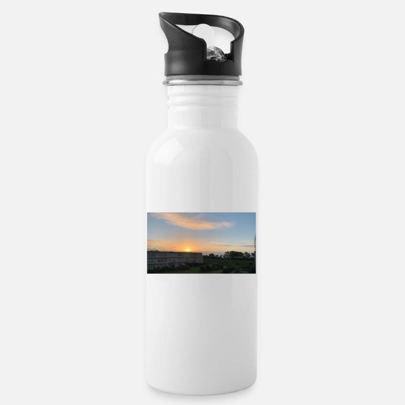 sonnenaufgang - Trinkflasche mit integriertem Trinkhalm - Weiß