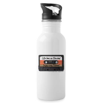 Kassette Retro Lebensmoment - Trinkflasche mit integriertem Trinkhalm - Weiß - Rechts