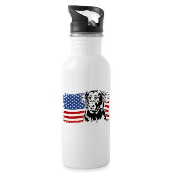 BEAUCERON Amerika Fahne Hunde Wilsigns - Trinkflasche mit integriertem Trinkhalm - Weiß - Rechts