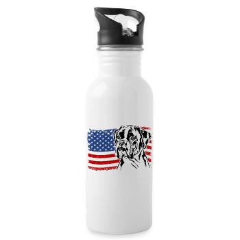 BOXER America Flag Dogs Dog Wilsigns - Water bottle with straw - white - Right