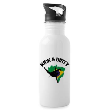 Ginga Capoeira für brasilianische Kampfsportarten - Trinkflasche mit integriertem Trinkhalm - Weiß - Rechts
