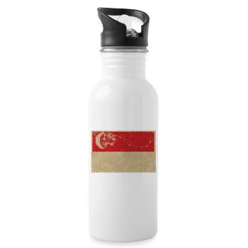 Singapur - Trinkflasche mit integriertem Trinkhalm - Weiß - Rechts