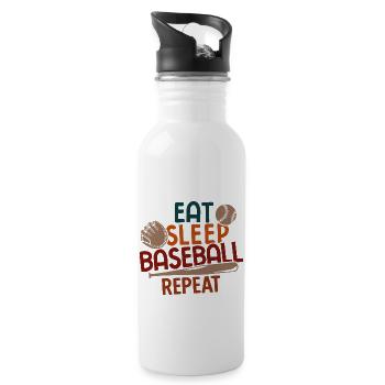 Baseball - Trinkflasche mit integriertem Trinkhalm - Weiß - Rechts