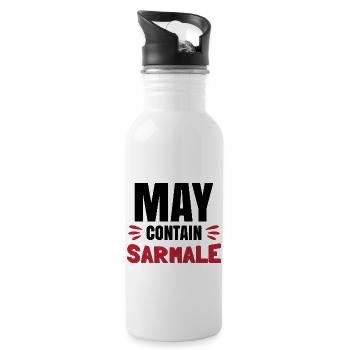 Kann Sarmale enthalten - Trinkflasche mit integriertem Trinkhalm - Weiß - Rechts