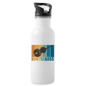 Kontrabass Vintage Instrument Musiker Geschenk - Trinkflasche mit integriertem Trinkhalm - Weiß - Rechts