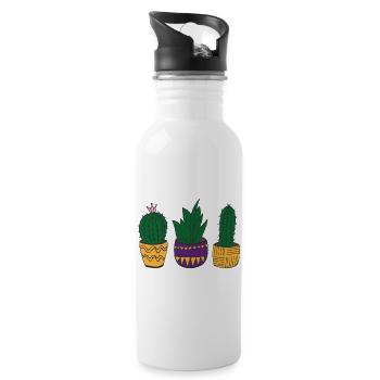 Cacti colorful in Mexican style - Water bottle with straw - white - Right