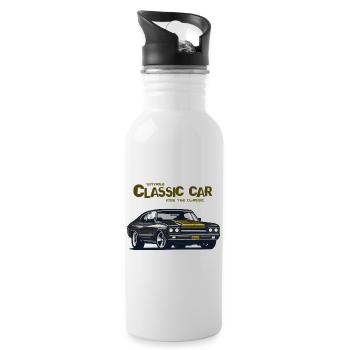 Classic Car Lovers i love my car - Trinkflasche mit integriertem Trinkhalm - Weiß - Rechts