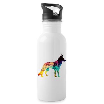 Beau chien - chien coloré - Gourde avec paille intégrée - blanc - Droite