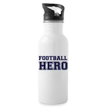 Football Hero - Blue Text. - Water bottle with straw - white - Right