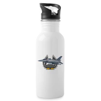 F-16 Fighting Falcon - Trinkflasche mit integriertem Trinkhalm - Weiß - Rechts