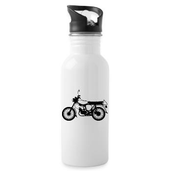 simme s50 Klassiker Moped DDR Osten Symbol icon - Trinkflasche mit integriertem Trinkhalm - Weiß - Rechts