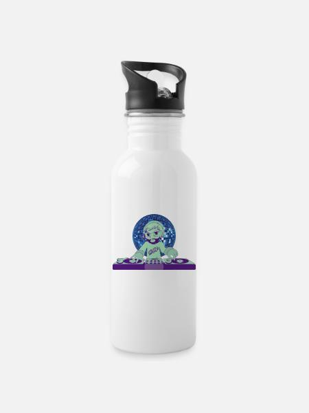 Urban music - Water bottle with straw - white