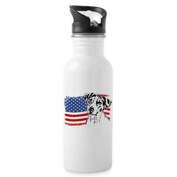 Jack Russell Terrier America Flag Dogs Wilsigns - Water bottle with straw - white - Right