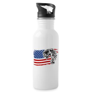 Kerry Blue Terrier Amerika Fahne Hunde Wilsigns - Trinkflasche mit integriertem Trinkhalm - Weiß - Rechts