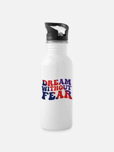 Dream Without Fear - Trinkflasche mit integriertem Trinkhalm - Weiß