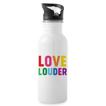 LGBTQ-Pride-Monat - Love Louder - Trinkflasche mit integriertem Trinkhalm - Weiß - Rechts