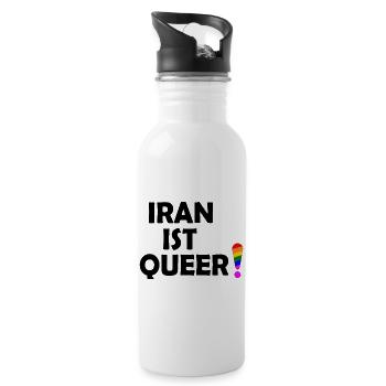 Iran ist queer - Trinkflasche mit integriertem Trinkhalm - Weiß - Rechts