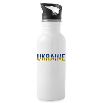 Ukraine - Trinkflasche mit integriertem Trinkhalm - Weiß - Rechts