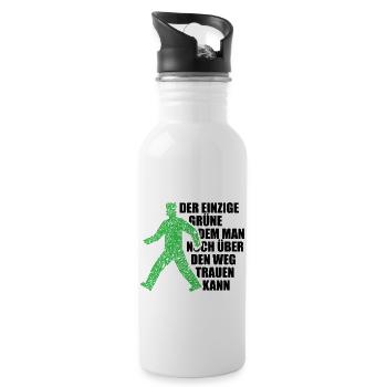 Der einzige Grüne dem man über den Weg trauen kann - Trinkflasche mit integriertem Trinkhalm - Weiß - Rechts