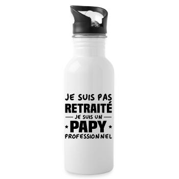 Je suis Pas Retraité je suis un Papy Professionnel - Gourde avec paille intégrée - blanc - Droite