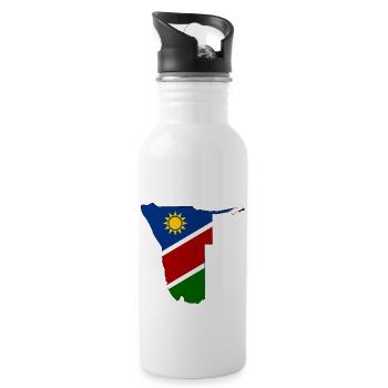 Namibia Flagge Landkarte - Trinkflasche mit integriertem Trinkhalm - Weiß - Rechts