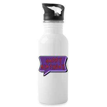 BIRTHDAY. HAPPY BIRTHDAY. HAPPY BIRTHDAY. - Water bottle with straw - white - Right