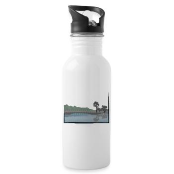 Landschaft mit See modifiziert - Trinkflasche mit integriertem Trinkhalm - Weiß - Rechts