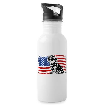 teckel à poil dur amérique flag chiens chiens wilsigns - Gourde avec paille intégrée - blanc - Droite