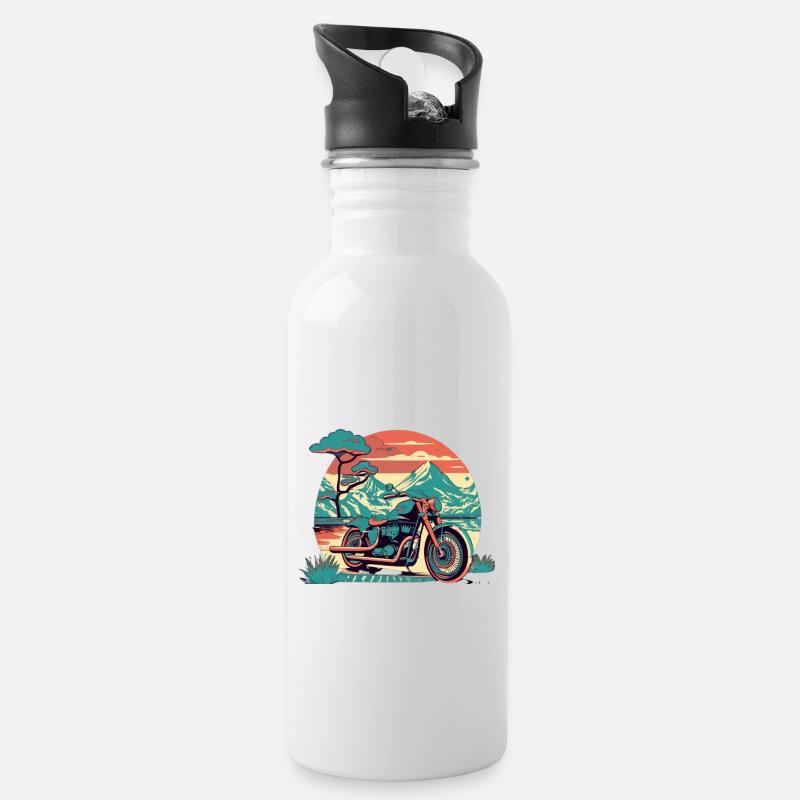 MOTORRAD - Trinkflasche mit integriertem Trinkhalm - Weiß