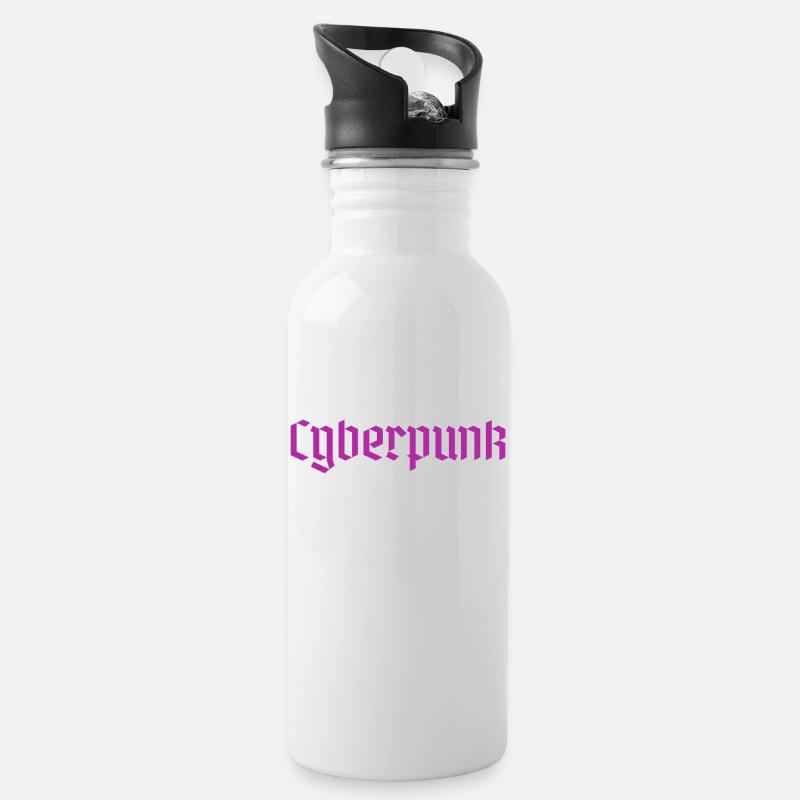 Cyberpunk - Trinkflasche mit integriertem Trinkhalm - Weiß