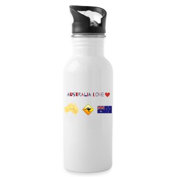Australien, Australia Love, Australien Liebe - Trinkflasche mit integriertem Trinkhalm - Weiß - Rechts