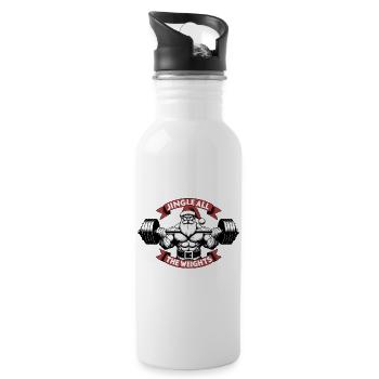 Weihnachtsgeschenk - Jingle All The Weights - Trinkflasche mit integriertem Trinkhalm - Weiß - Rechts