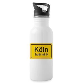 Panneau de nom de lieu Cologne Allemagne - Gourde avec paille intégrée - blanc - Droite