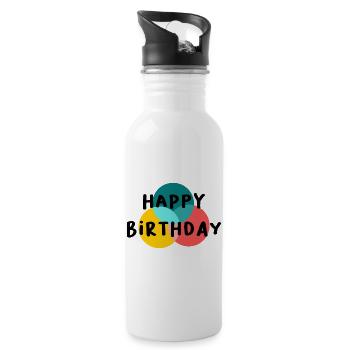 ANNIVERSARY. HAPPY BIRTHDAY. HAPPY BIRTHDAY. - Water bottle with straw - white - Right
