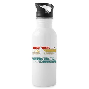 Retro Stripe Silhouette Dance - Water bottle with straw - white - Right