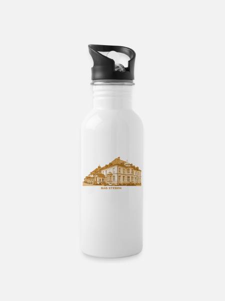 Bad Steben Staatsbad Kur Oberfranken Bayern - Trinkflasche mit integriertem Trinkhalm - Weiß