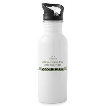 cooler Papa Sprüche - Trinkflasche mit integriertem Trinkhalm - Weiß - Rechts