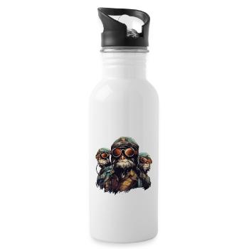 Aviator Cats - Water bottle with straw - white - Right