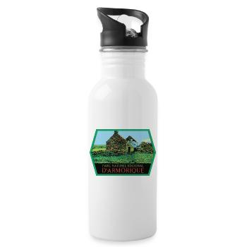 Armorique Nature Authentique Regionaler Naturnaturpark - Trinkflasche mit integriertem Trinkhalm - Weiß - Rechts